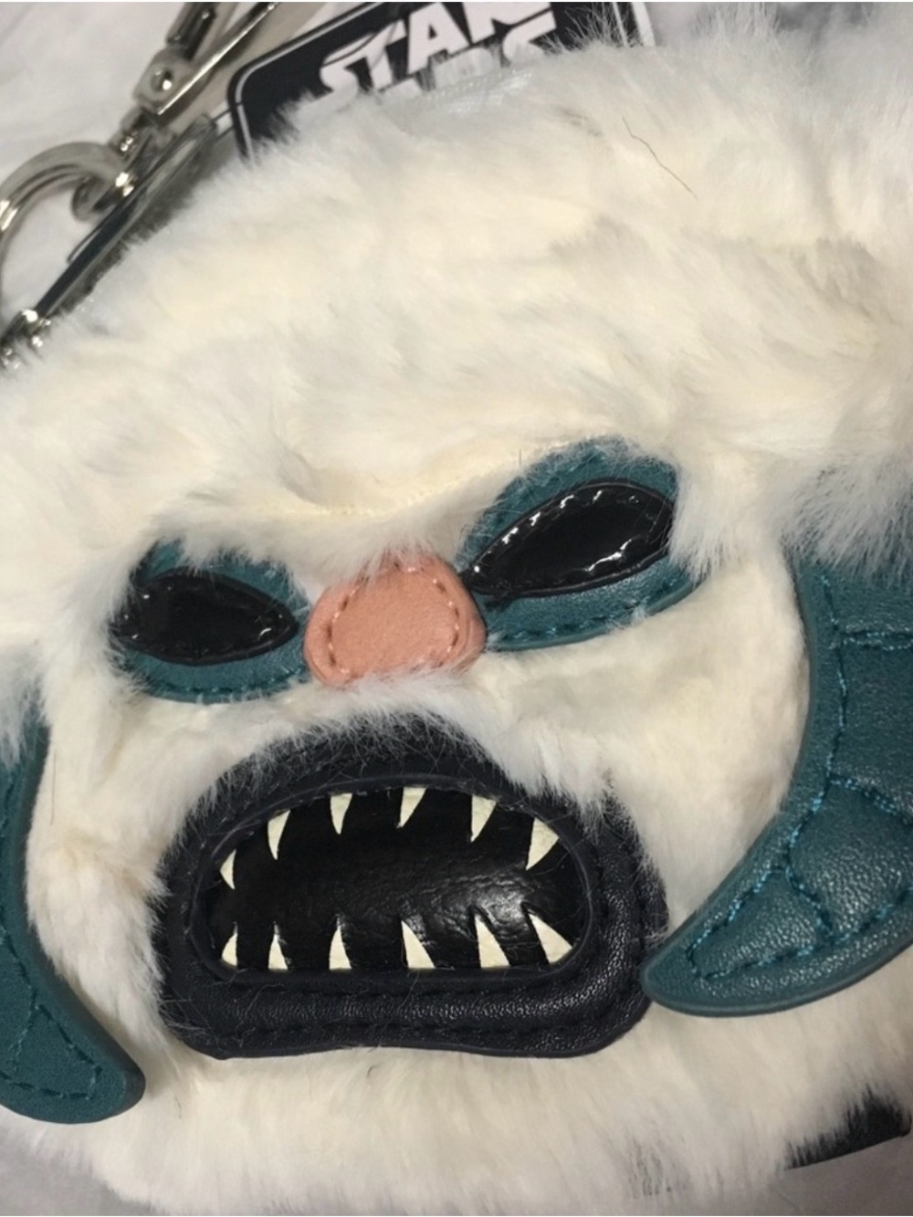 Disney Star Wars Wampa Plush White Furry Novelty Coin Purse with Teal Trim